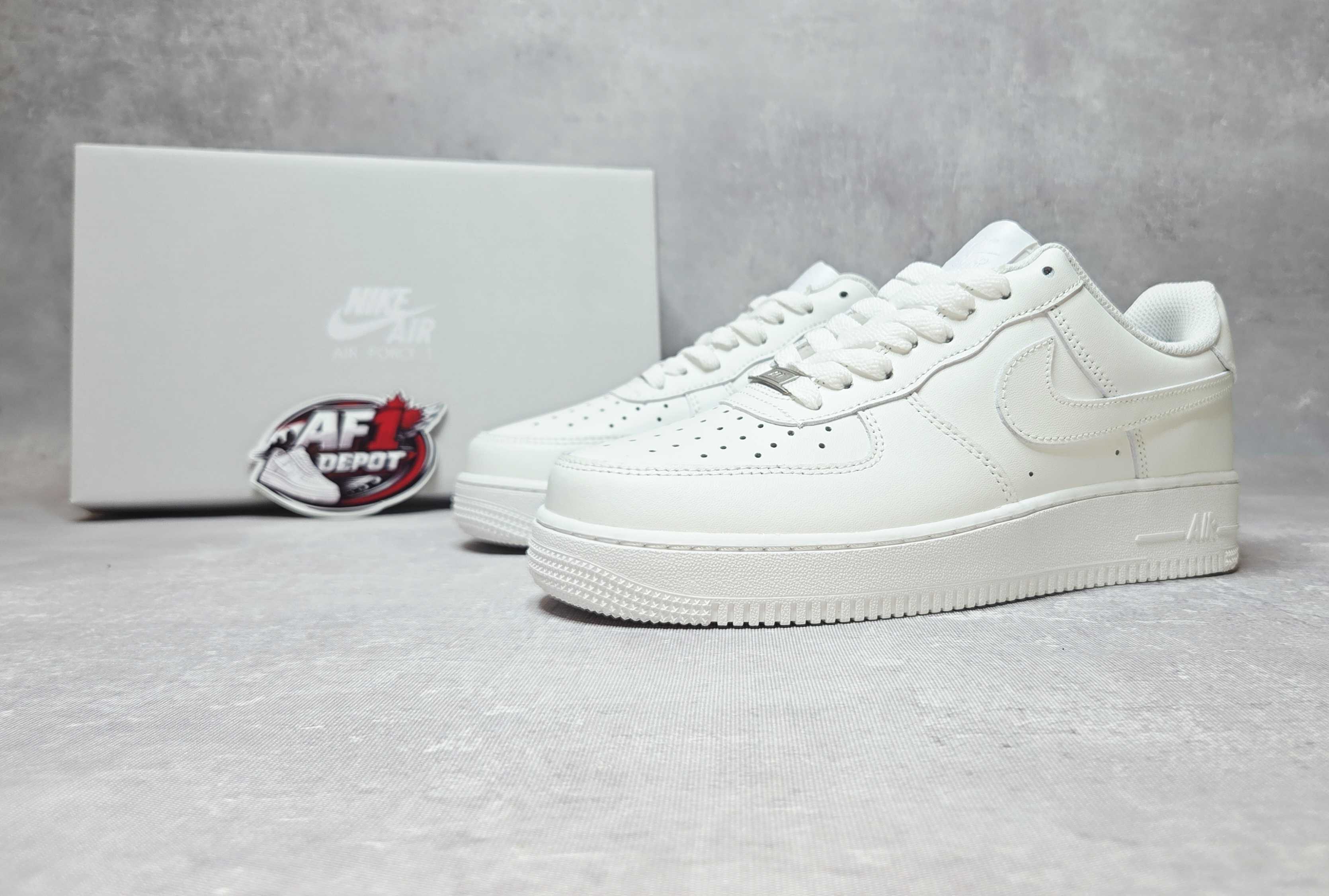 Nike Air Force 1 07 in Triple White, front view