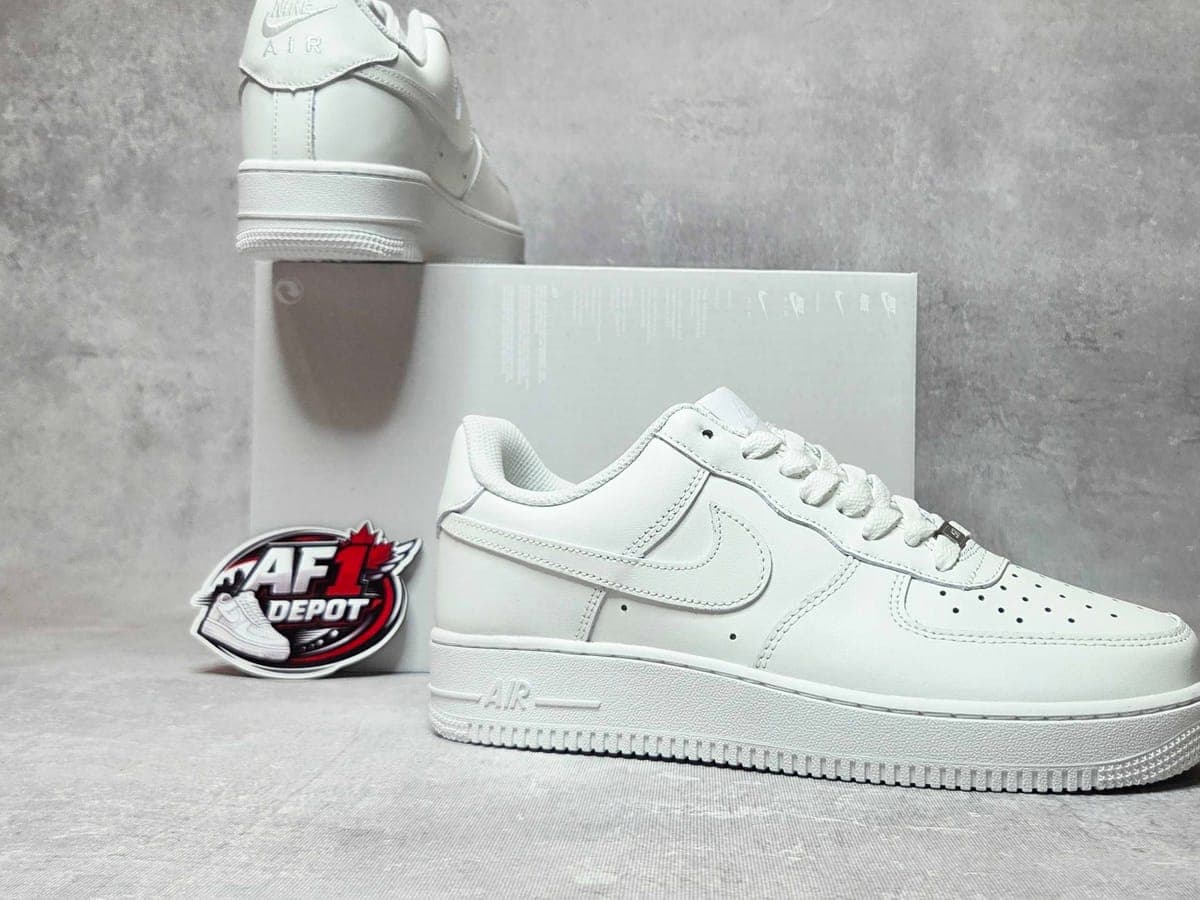 Close-up of Nike Air Force 1 stitching and leather grain β the detail that separates an authentic pair from a replica